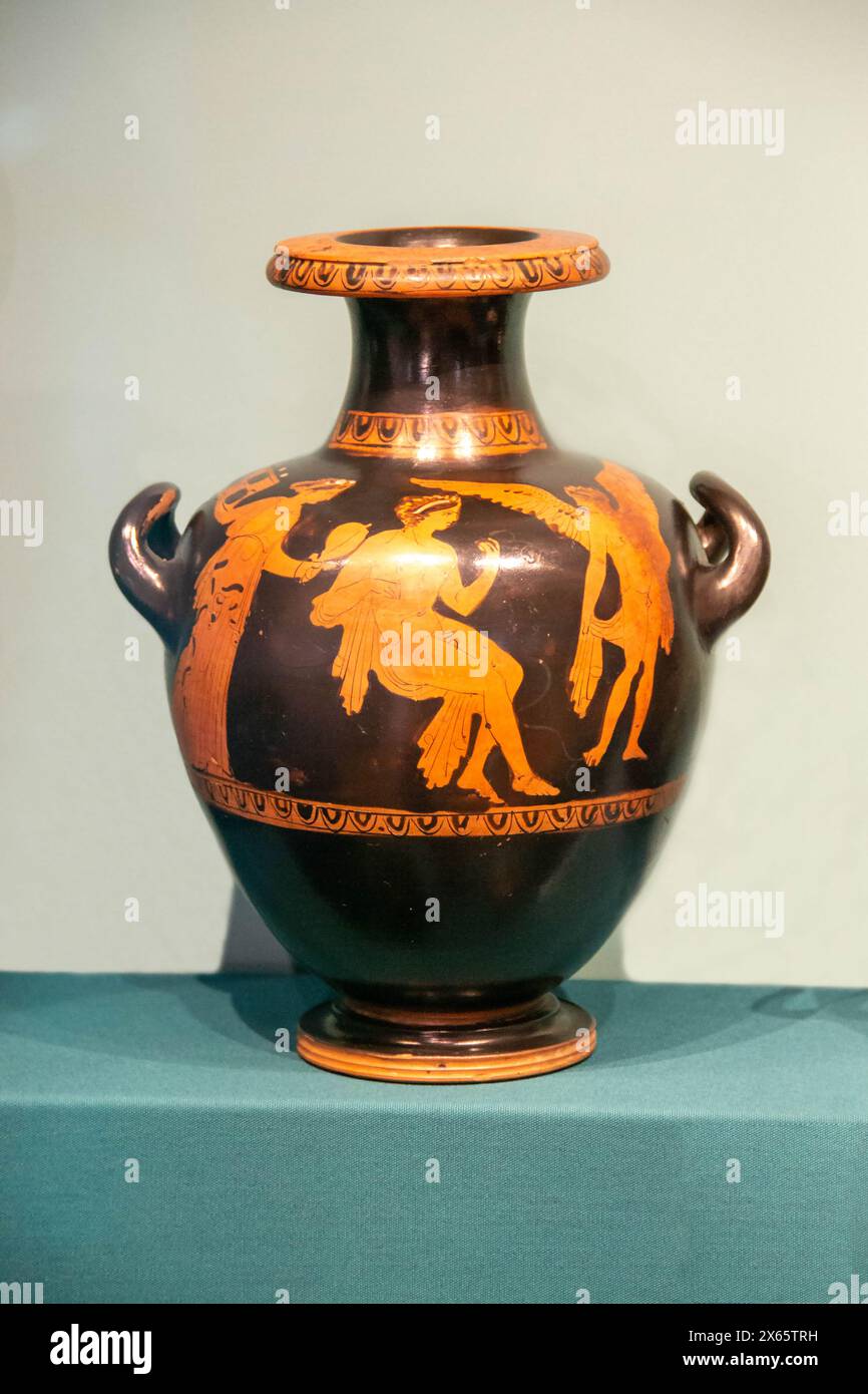 Antique ceramic decorative amphora on a white background. Clay jugs and ...