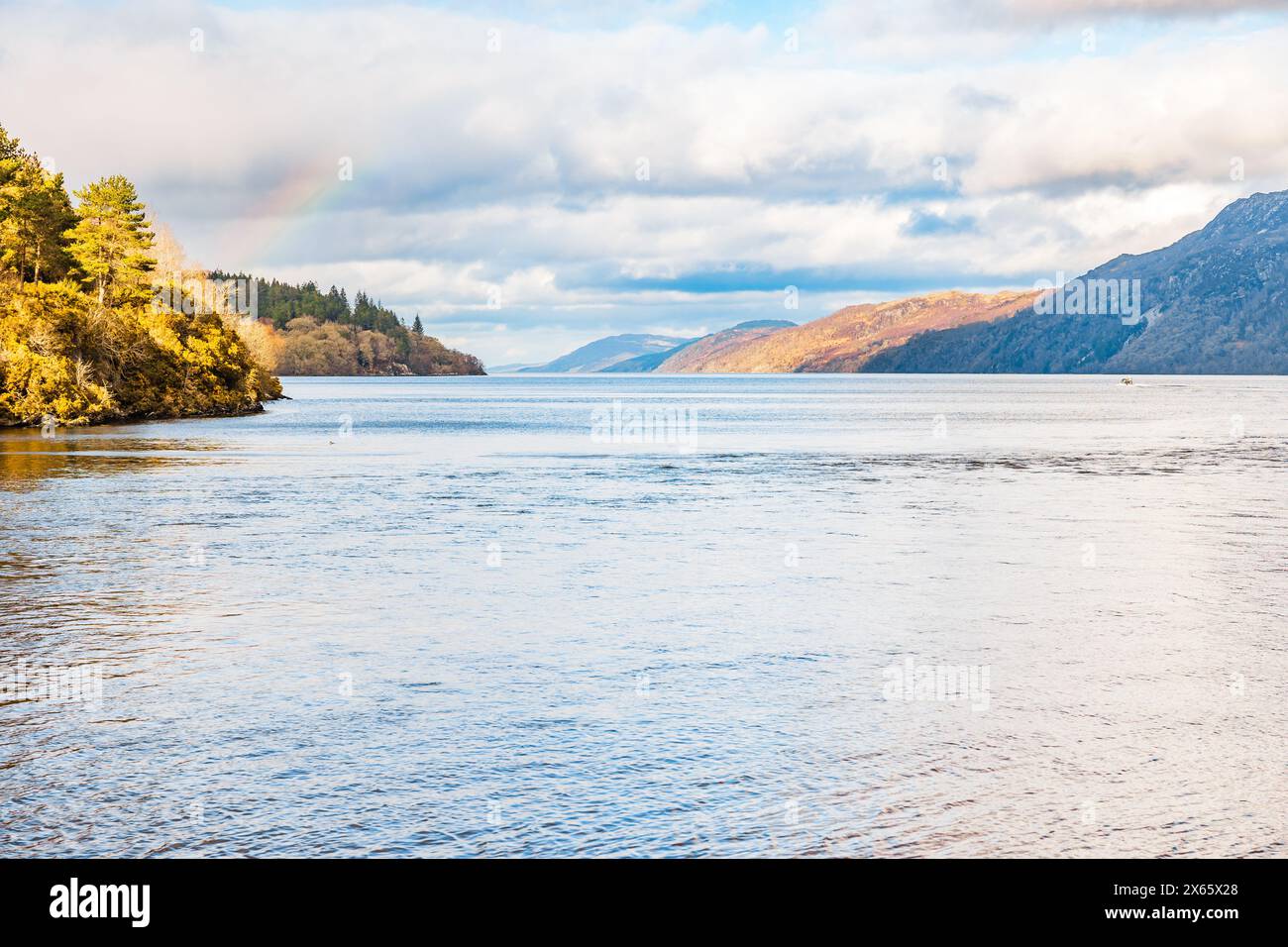 Rainbow Over Loch Ness in Scotland Stock Photo