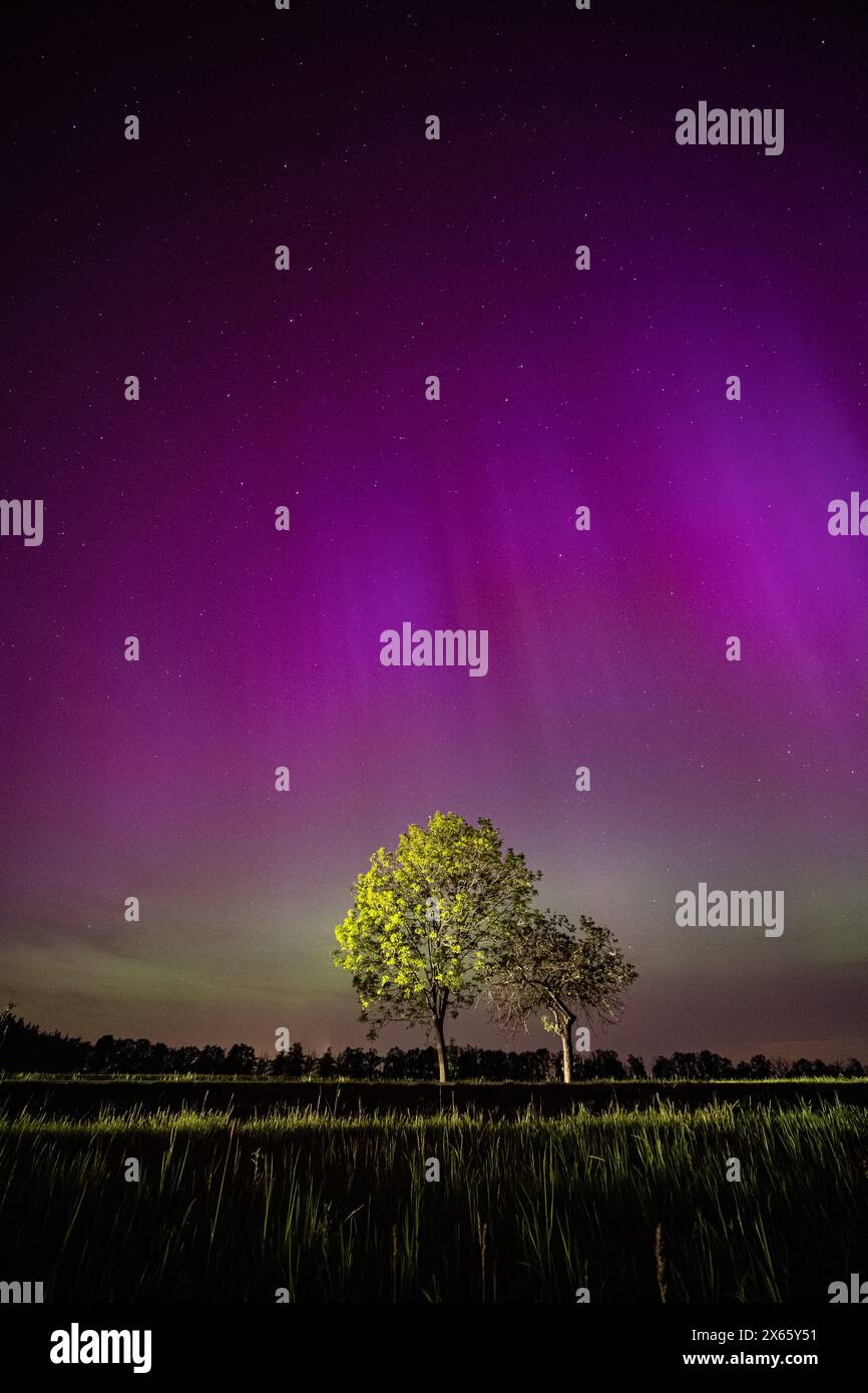 Northern lights (Aurora borealis) visible from the Central European
