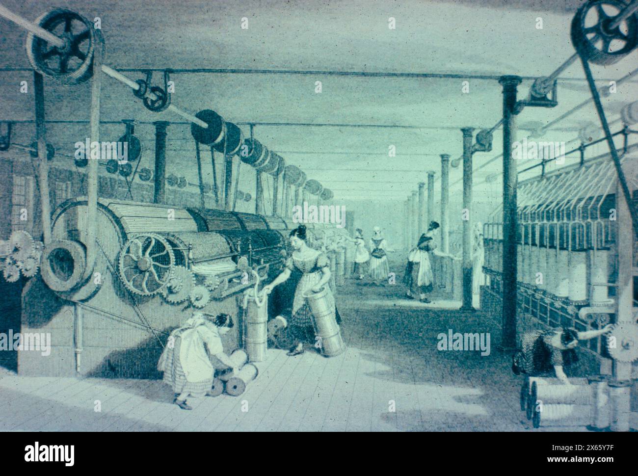 Carding, roving, and drawing cotton at the Swainson, Birley and Company ...