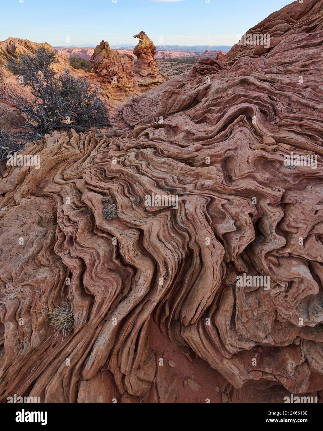 Swirled and strange rock formations in the Arizona desert of Coy Stock Photo