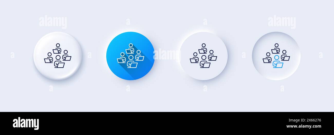 Teamwork line icon. Remote office sign. Line icons. Vector Stock Vector