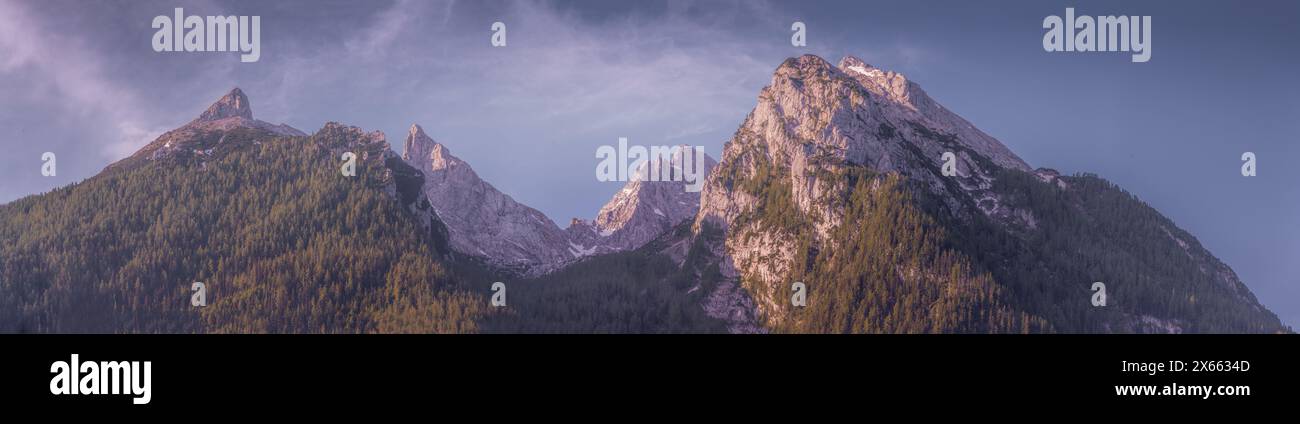 Beautiful view of Watzmann mountain near Konigssee lake in Berchtesgaden National Park, Upper Bavarian Alps, Germany, Europe. Beauty of nature concept Stock Photo