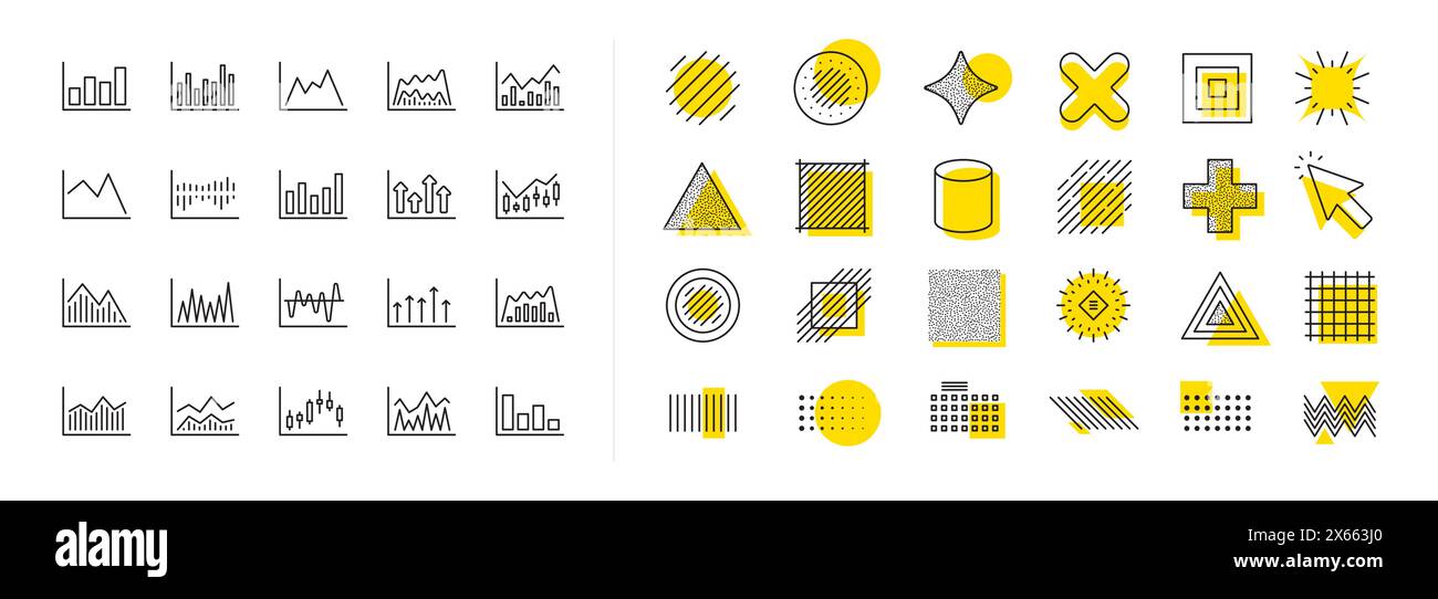 Financial chart line icons. Candle stick graph. Design elements. Vector Stock Vector