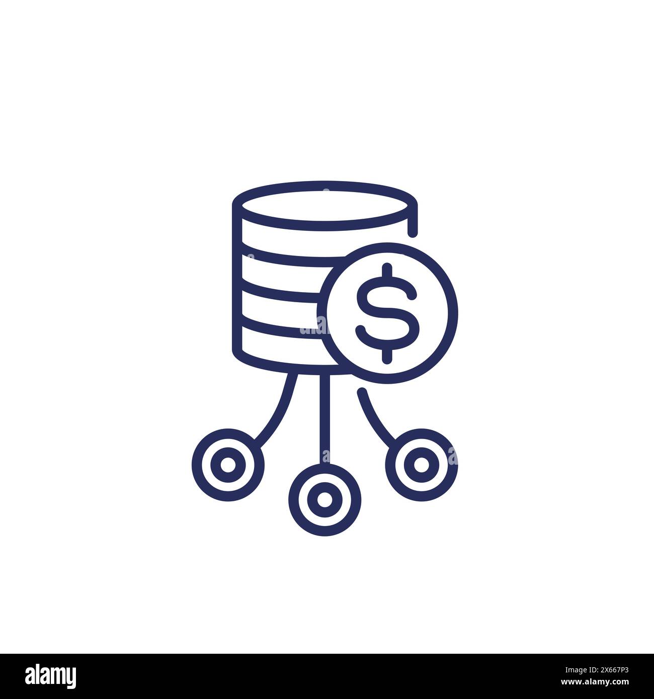 data storage costs line icon on white Stock Vector