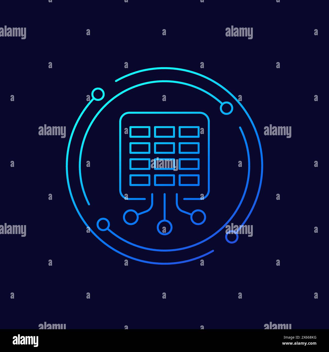 data to spreadsheet icon, linear design Stock Vector