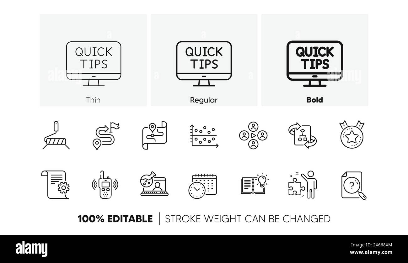 Paint roller, Calendar time and Web tutorials line icons. For web app, printing. Line icons. Vector Stock Vector