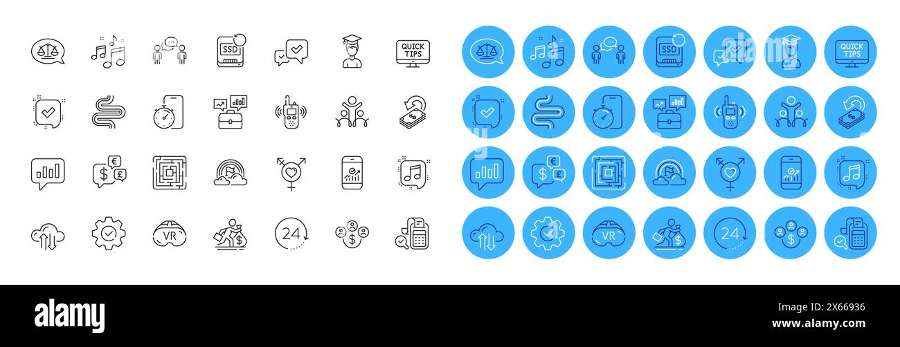 Cashback, Genders and Smartphone statistics line icons pack. For web app. Color icon buttons. Vector Stock Vector
