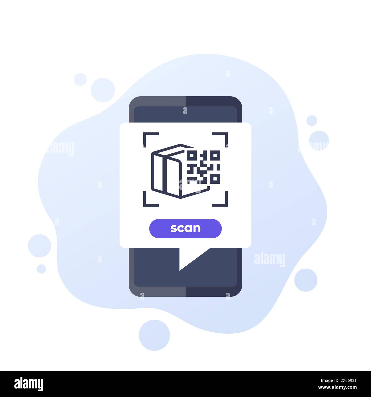 parcel QR code scanning, vector icon with a phone Stock Vector