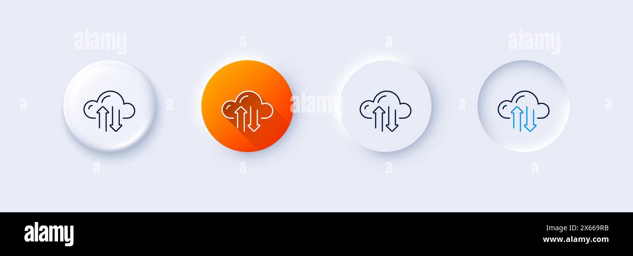 Cloud computing sync line icon. Internet data storage sign. Line icons. Vector Stock Vector