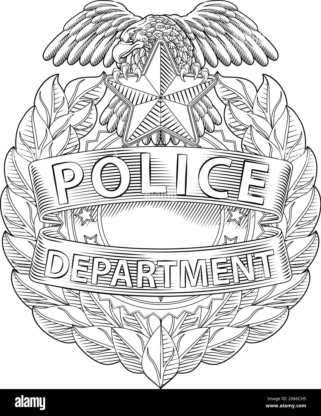 Police Badge Shield Star Sheriff Cop Crest Symbol Stock Vector