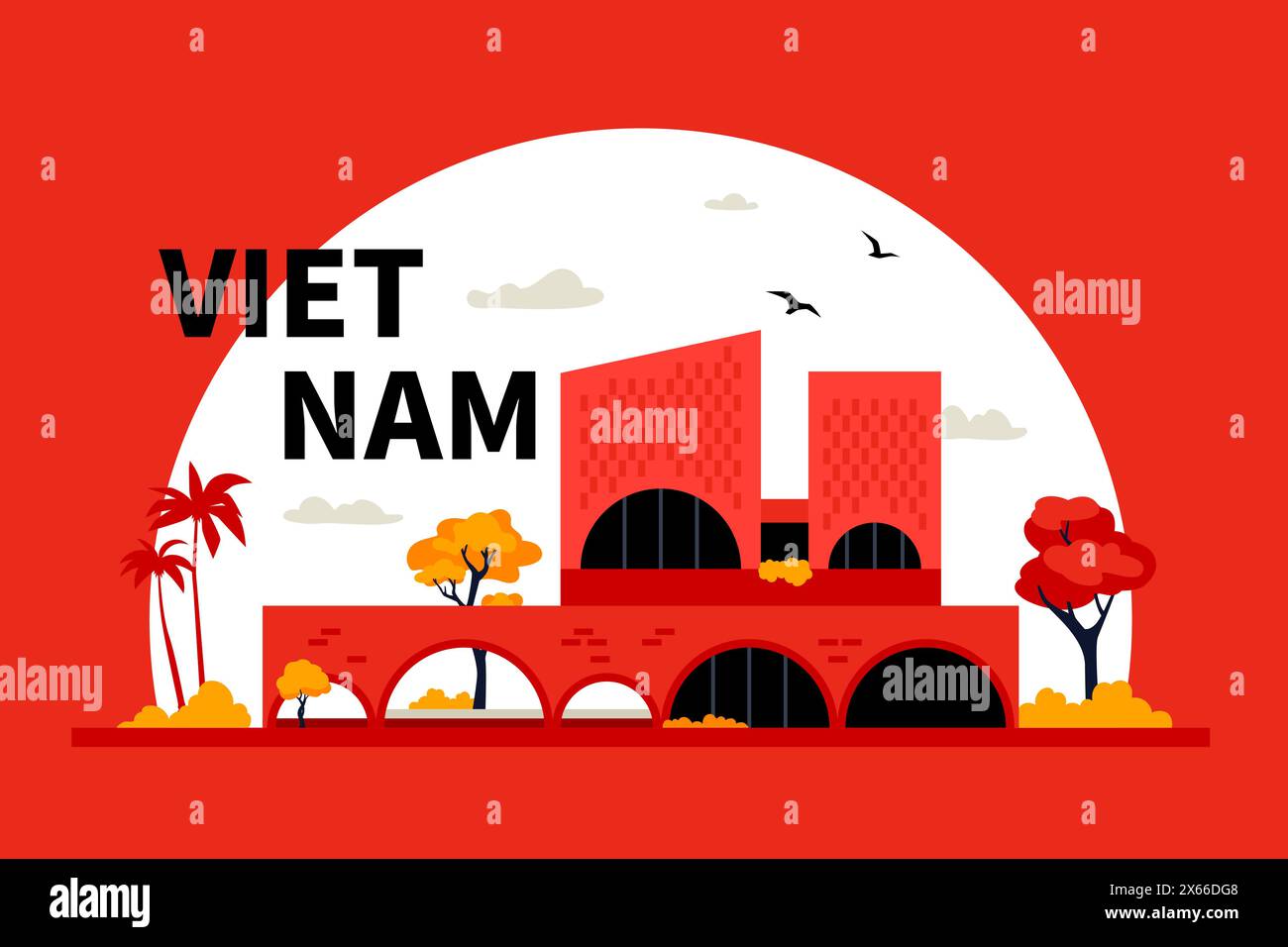 Cuckoo House in Vietnam - modern colored vector illustration Stock Vector