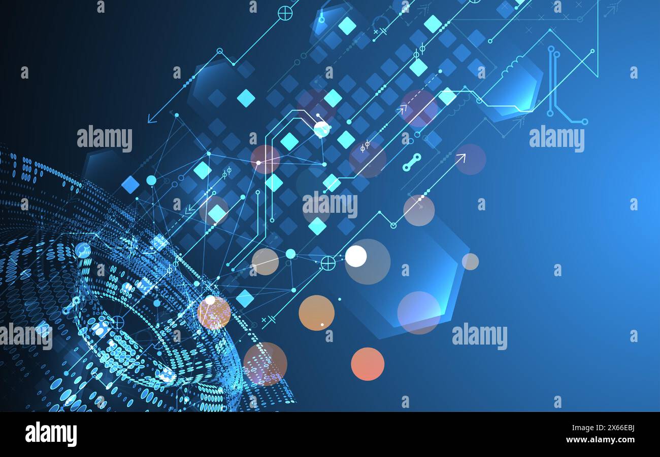 Halftone theme vector. Technology abstract background. Stock Vector