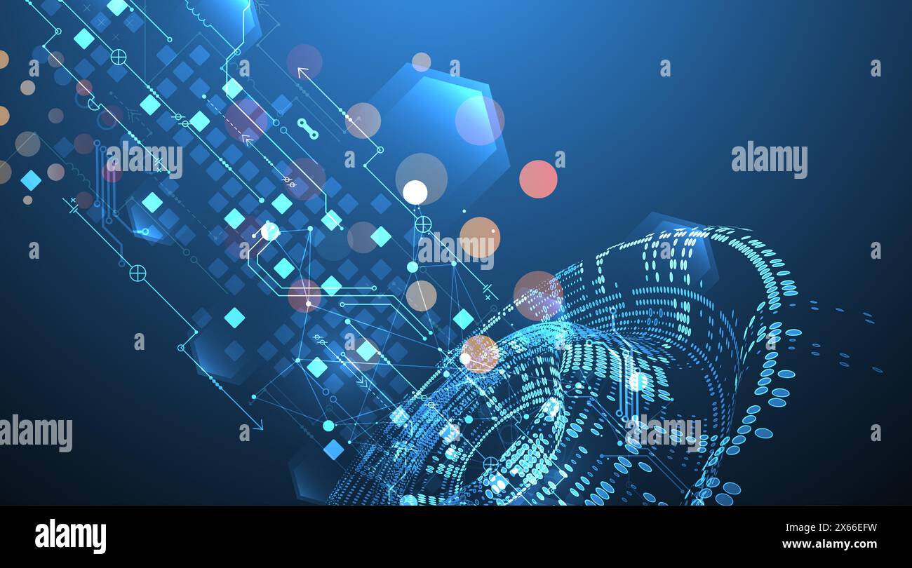 Halftone theme vector. Technology abstract background. Stock Vector