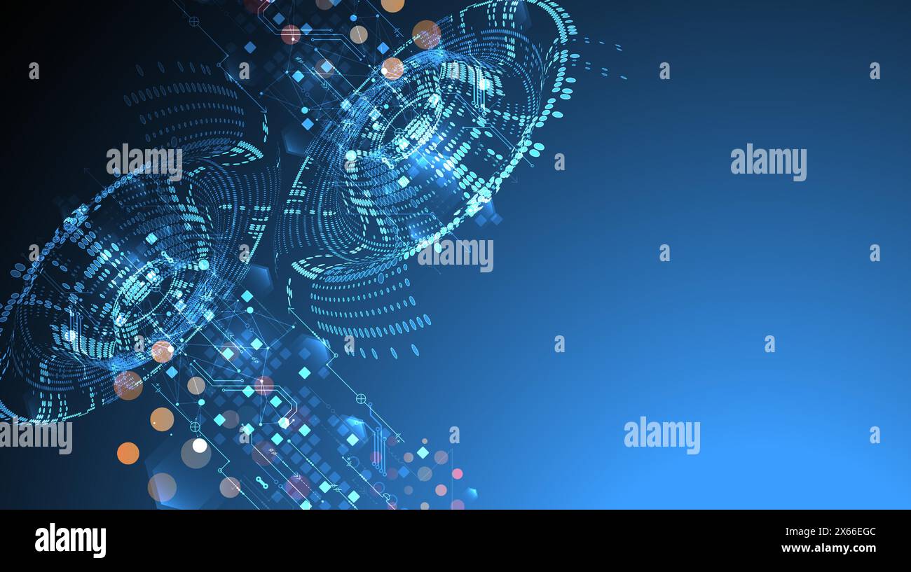 Halftone theme vector. Technology abstract background. Stock Vector