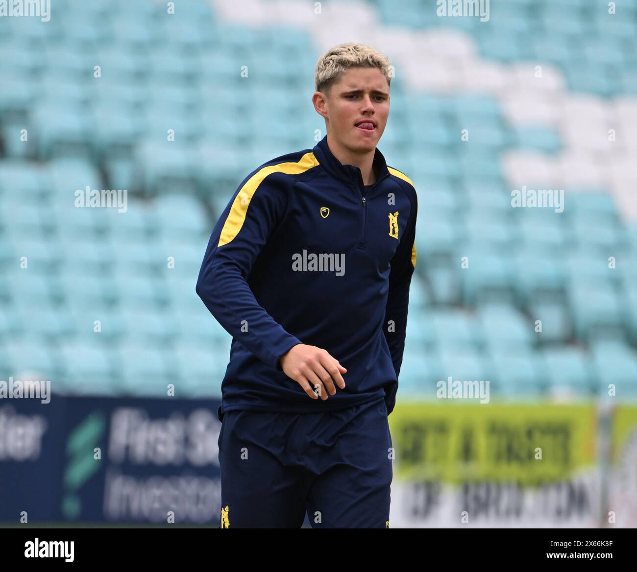 Oval, England. 13 May, 2024. Jacob Bethell of Warwickshire County Cricket Club before the Vitality County Championship match between Surrey CCC and Warwickshire CCC. Credit: Nigel Bramley/Alamy Live News Stock Photo