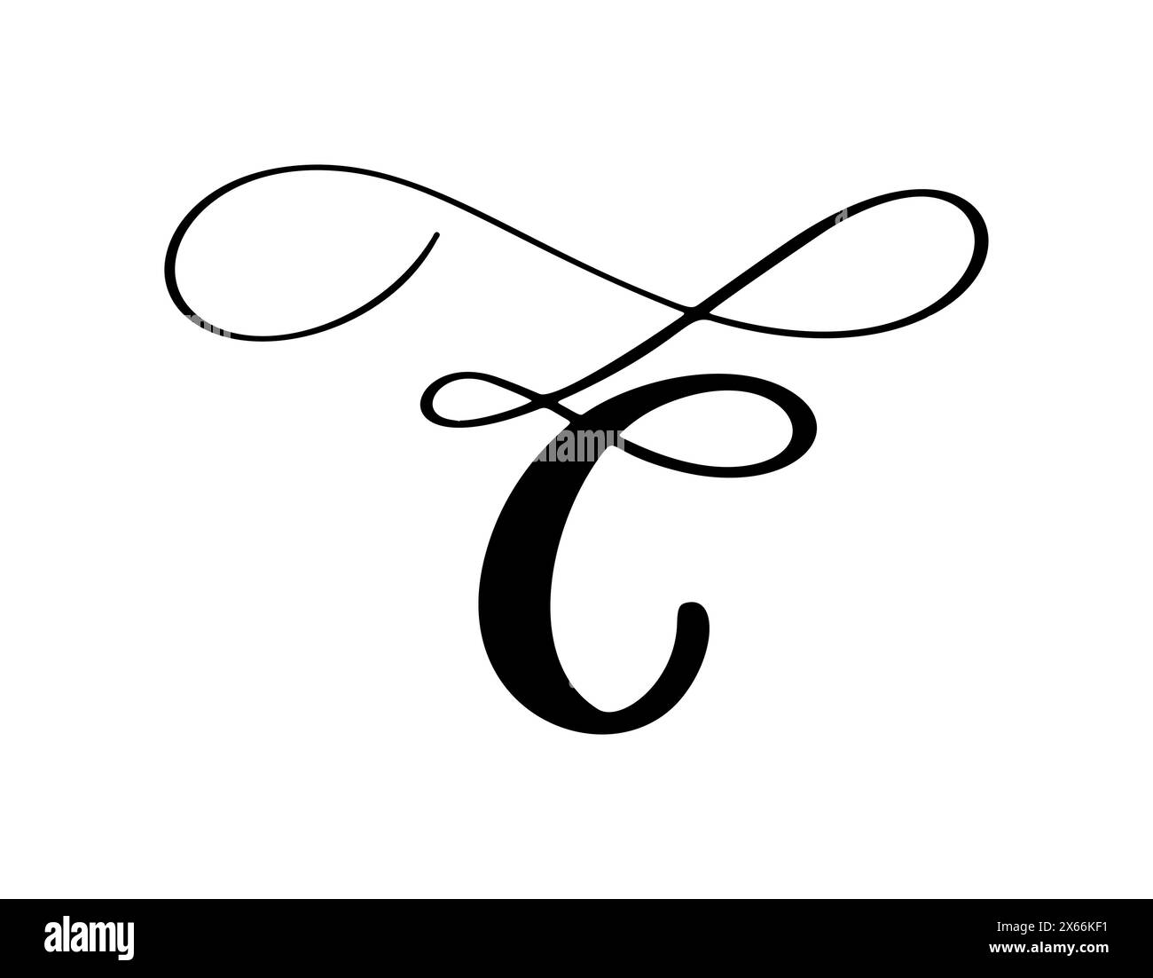 Vector calligraphy hand drawn letter C logo. Script font. Handwritten ...