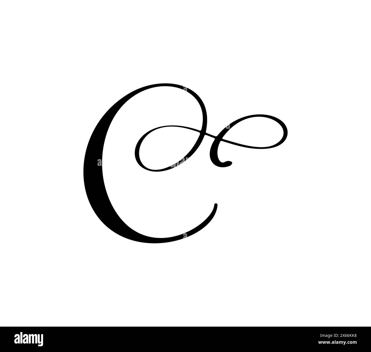 Vector calligraphy hand drawn letter C. Script font logo icon ...