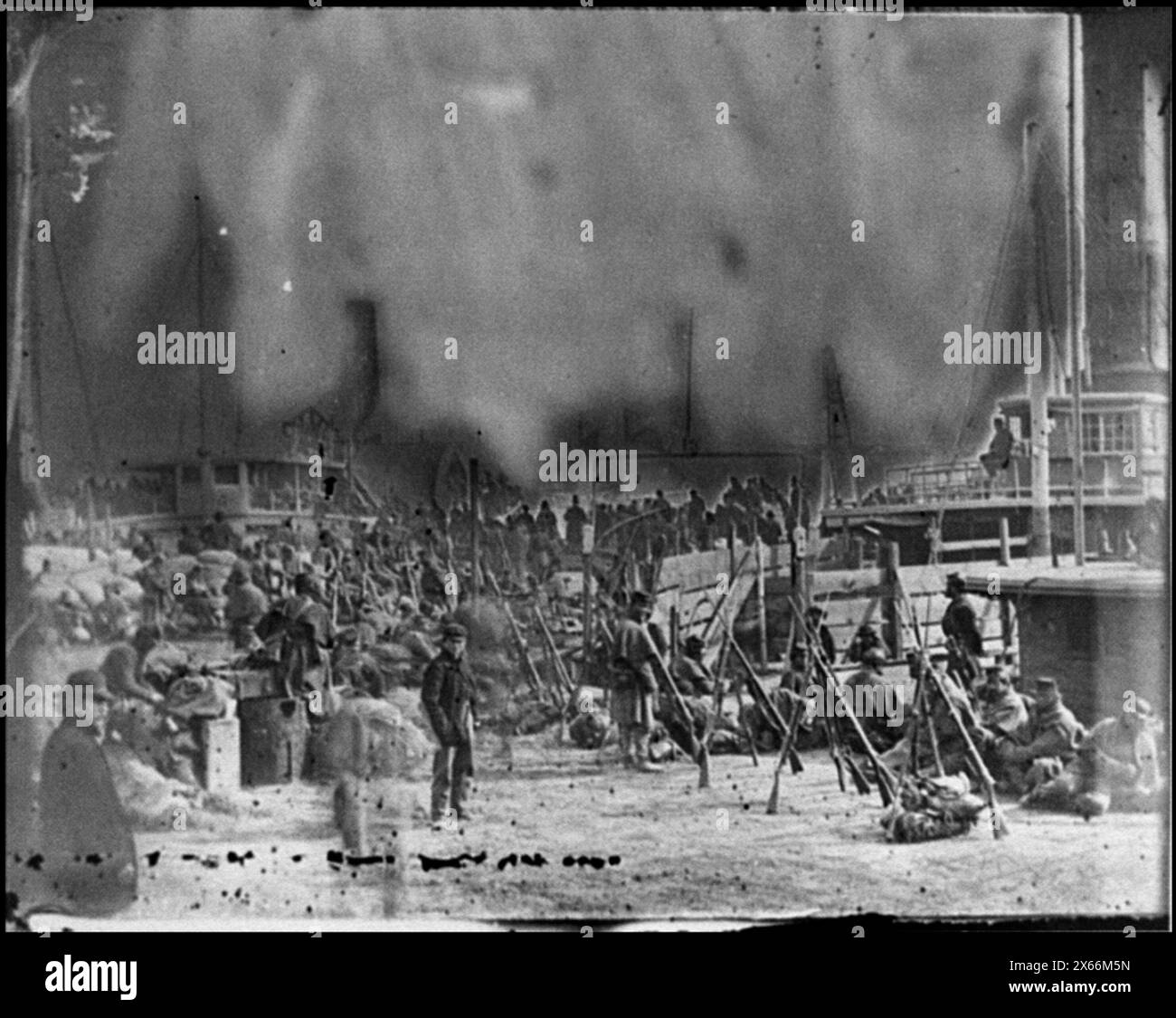 Aquia Creek Landing, Va. Embarkation of 9th Army Corps for Fort Monroe, Civil War Photographs 1861-1865 Stock Photo