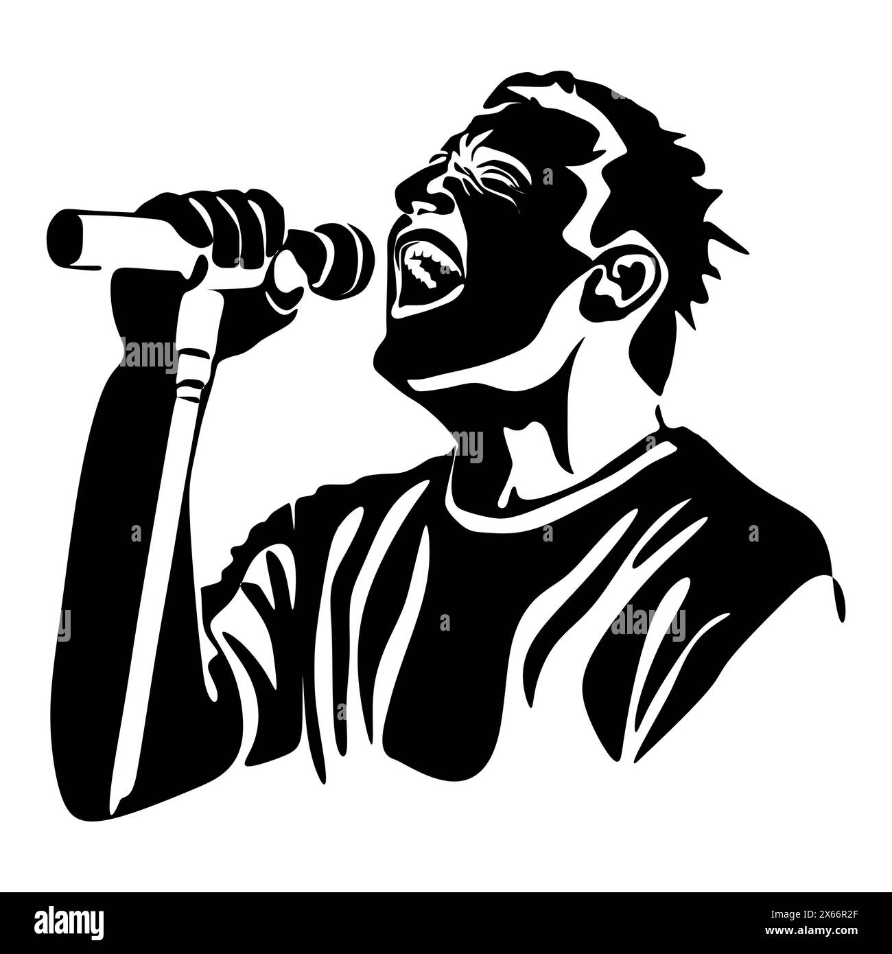 Man singer silhouette, man singing on mic, singer singing silhouette