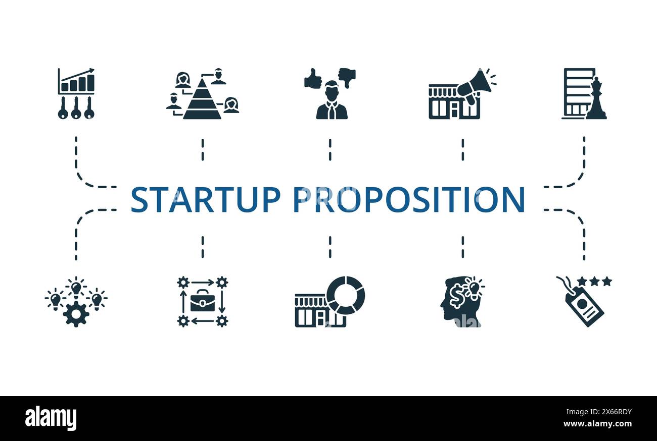 Startup proposition set. Creative icons. Editable elements. Stock Vector