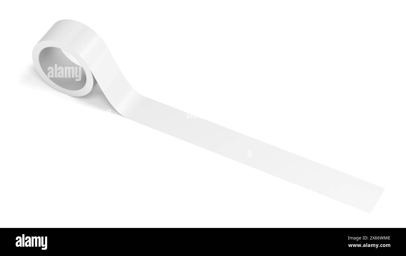 Adhesive tape isolated on white background. Blank. Mockup. Product display. 3d illustration. Stock Photo