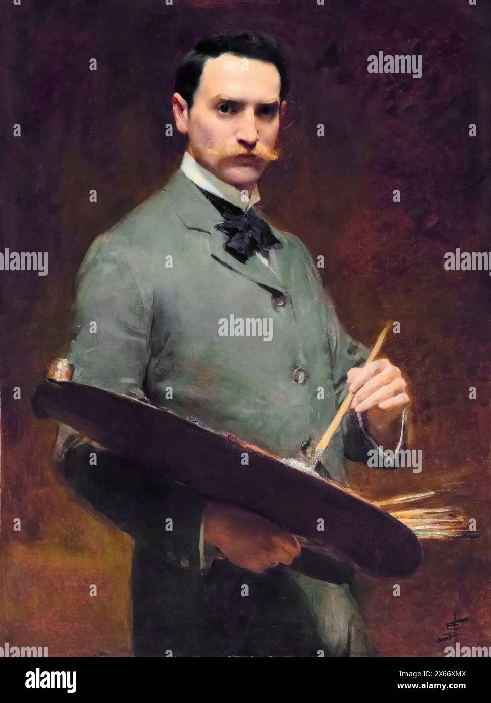 Solomon Joseph Solomon (1860-1927), Self-Portrait painting of the British painter in oil on canvas, circa 1896 Stock Photo