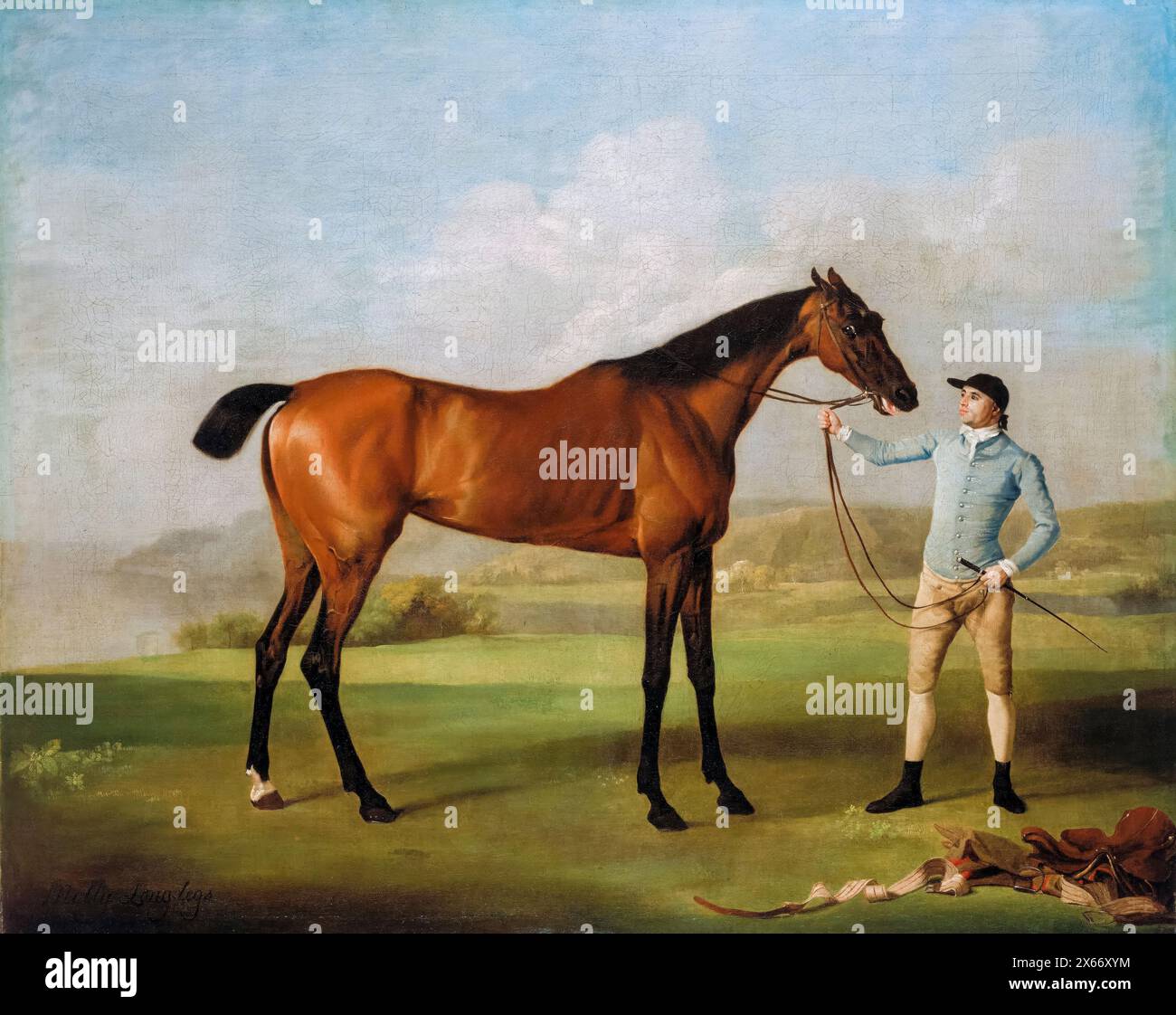 George Stubbs, Molly Long-legs with her Jockey, portrait painting in oil on canvas, 1761-1762 Stock Photo