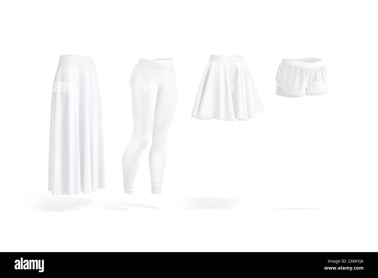 Blank white female bottom clothing mockup, side view, 3d rendering