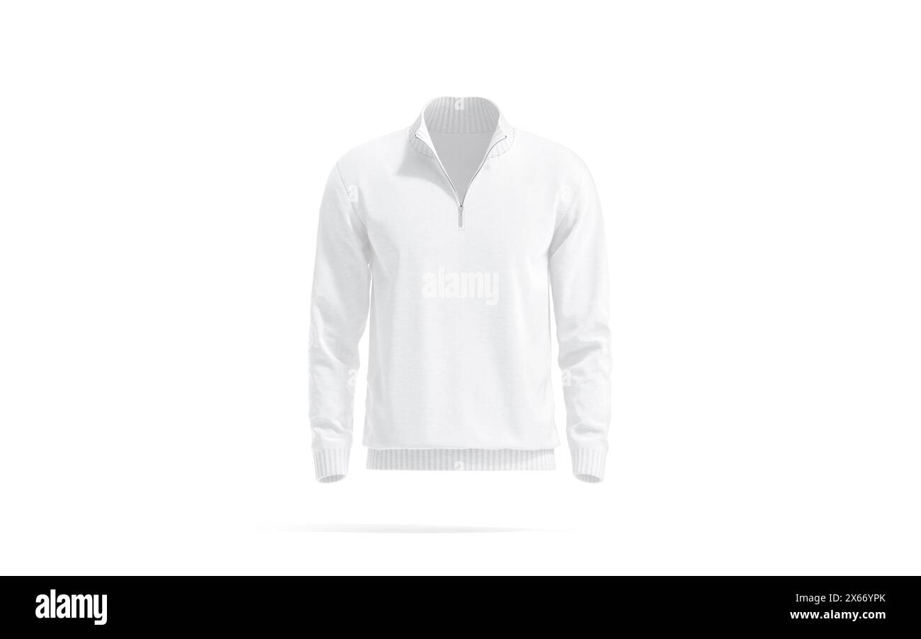 Blank white quarter zip sweater mockup, front view Stock Photo Alamy — free download