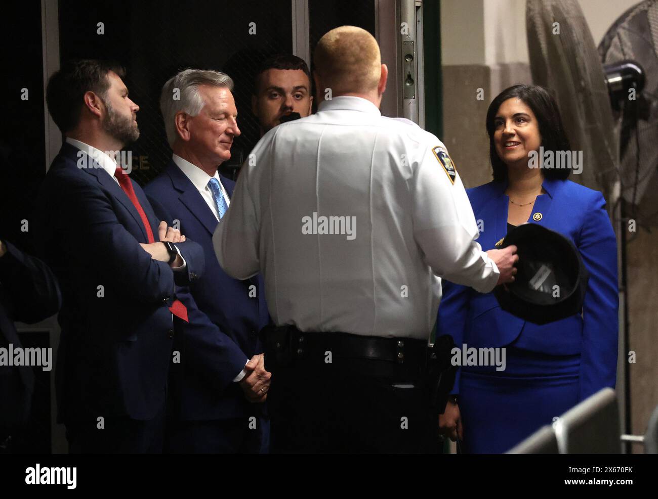 New York, United States. 13th May, 2024. Sen. J.D. Vance, R-OH, Sen. Tommy Tuberville, R-AL, and Rep. Nicole Malliotakis, R-NY, arrive at the courthouse where former President Donald Trump is on trial in New York on Monday, May 13, 2024. Michael Cohen, a one-time fixer and personal attorney to former President Donald Trump, will take the stand today to begin testifying in the hush-money criminal trial against the former president. Pool photo by Spencer Platt/UPI Credit: UPI/Alamy Live News Stock Photo