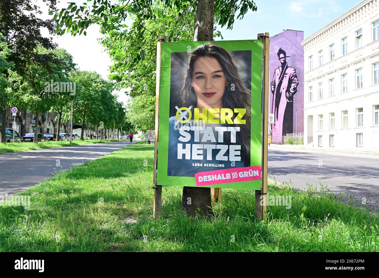Vienna, Austria. May 13, 2024. The Greens posters for the 2024 European
