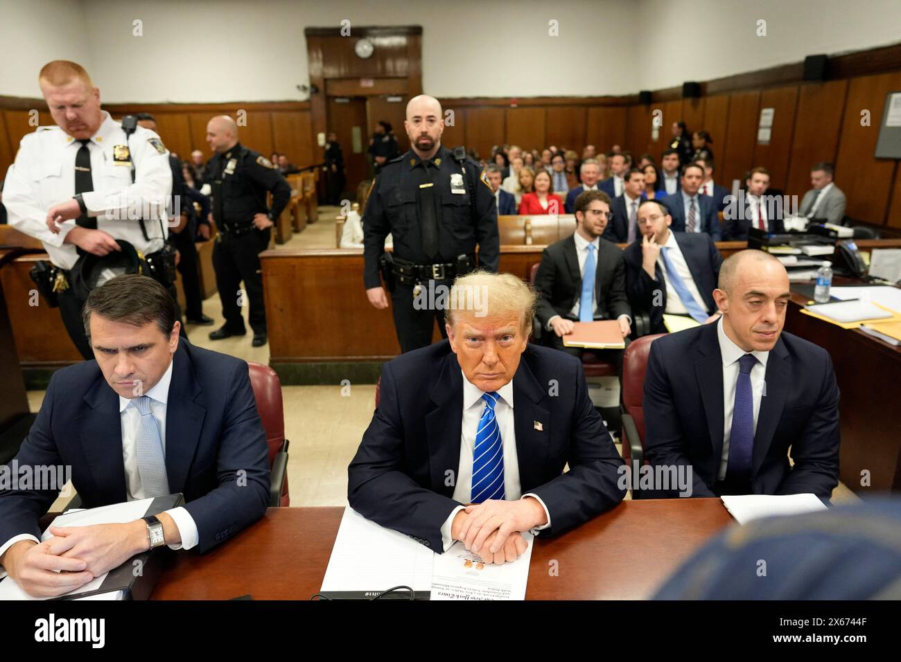 New York, United States. 13th May, 2024. Former President Donald Trump sits in the courtroom at Manhattan criminal court in New York on Monday, May 13, 2024. Michael Cohen, a one-time fixer and personal attorney to Trump, will take the stand today to begin testifying in the hush-money criminal trial against the former president. Pool photo by Mark Peterson/UPI Credit: UPI/Alamy Live News Stock Photo