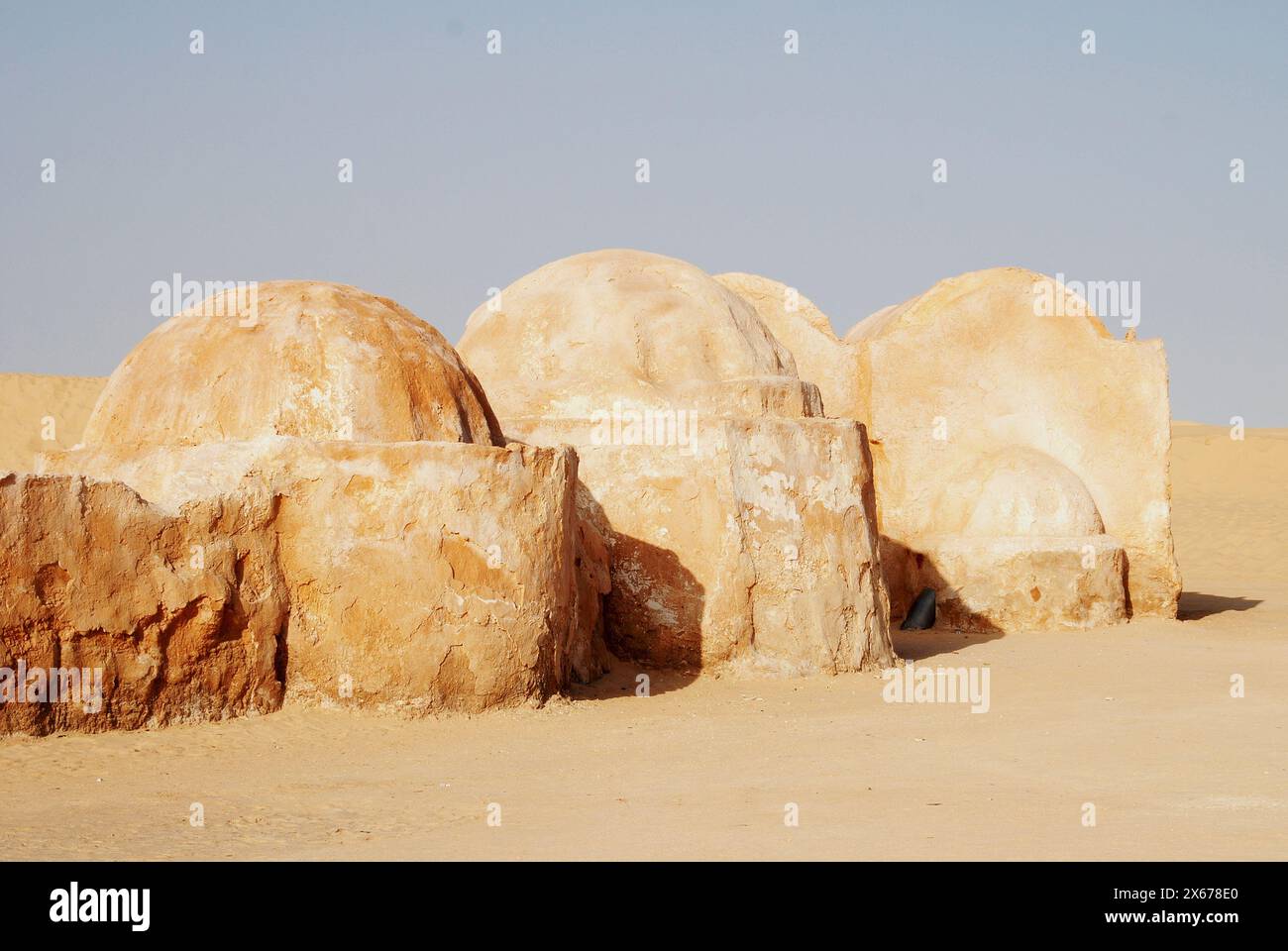 Remains of the Mos Espa Star Wars film set in the Sahara Desert near Tamerza or Tamaghza, Tozeur Governorate, Tunisia Stock Photo