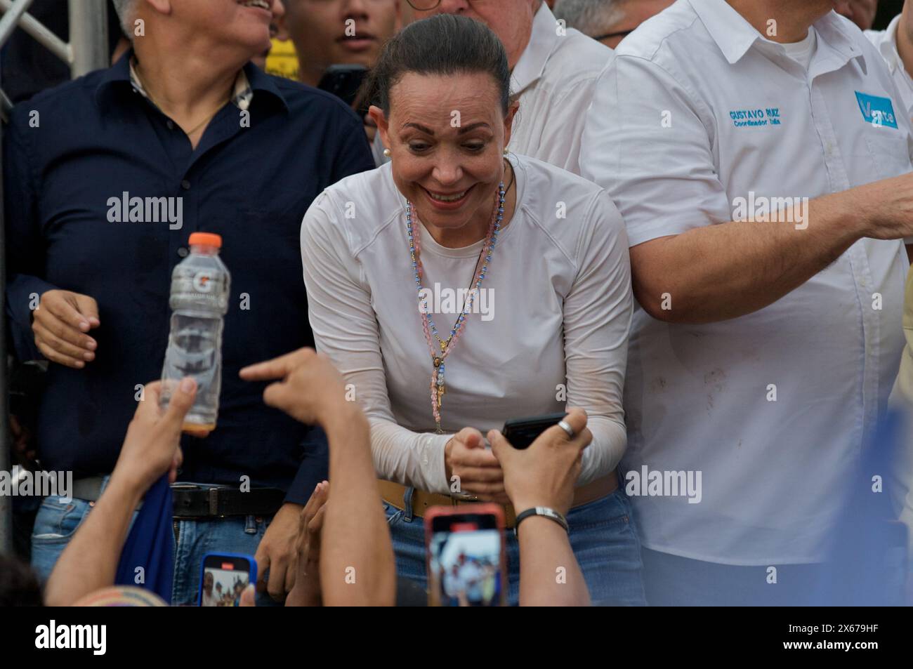 Maracaibo,Venezuela. 02-05-2024. Maria Corina Machado, attends a rally with her followers during a campaign of elections in Vzla  Photo By: Jose Bula. Stock Photo