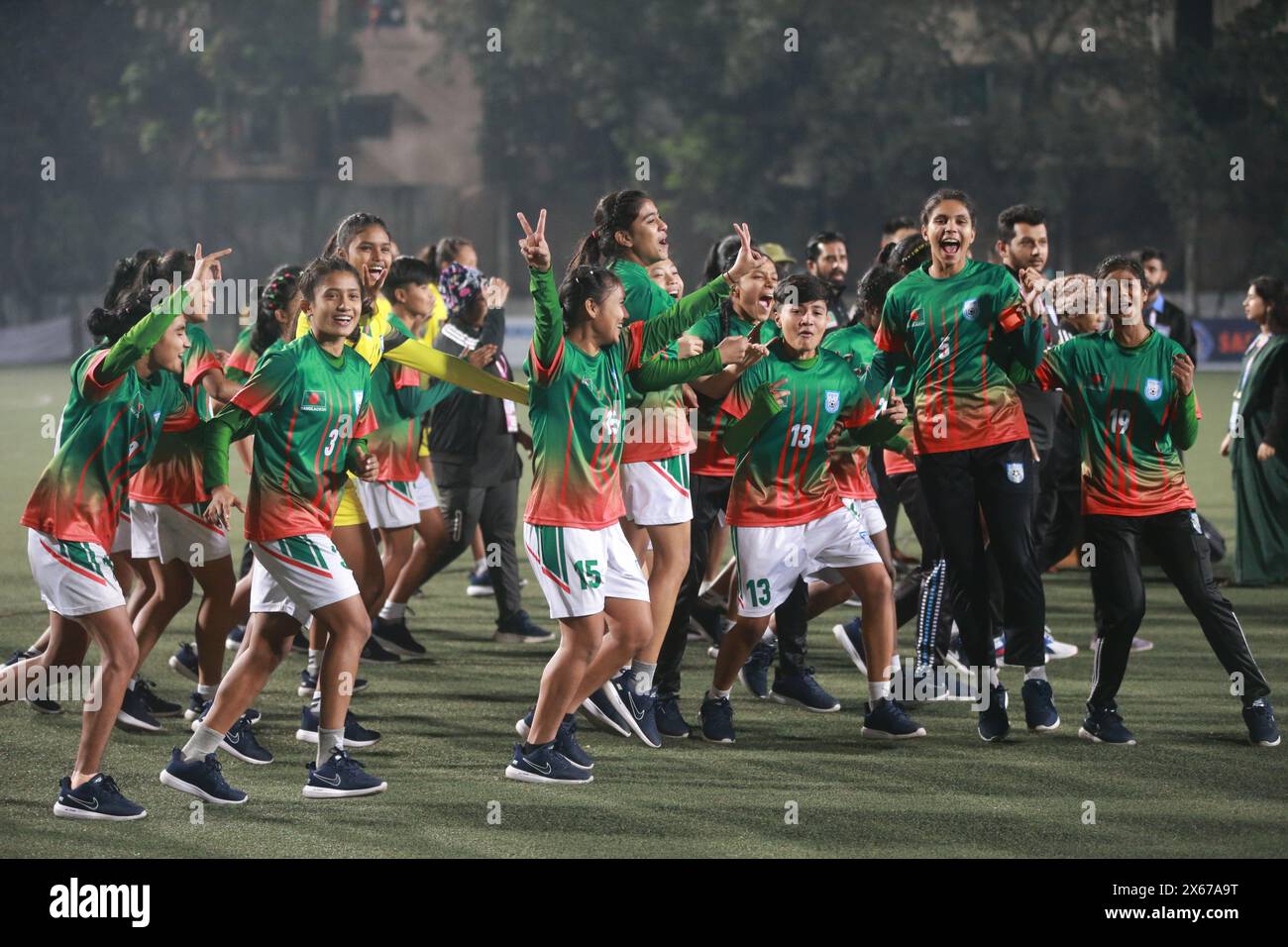 Bangladeshi Players Celebrate Being Joint Champions With India Following The Saff Under 19 Women 8343