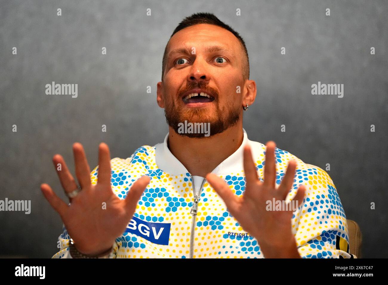 Boxer Oleksandr Usyk during a media day in Riyadh. The IBF, WBA, WBC ...