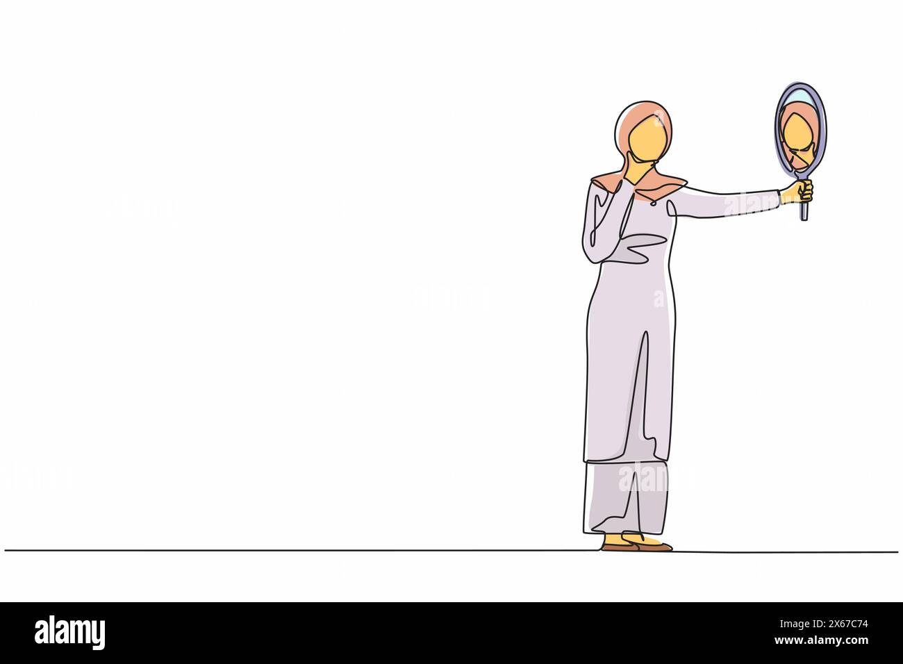 Continuous one line drawing Arab businesswoman