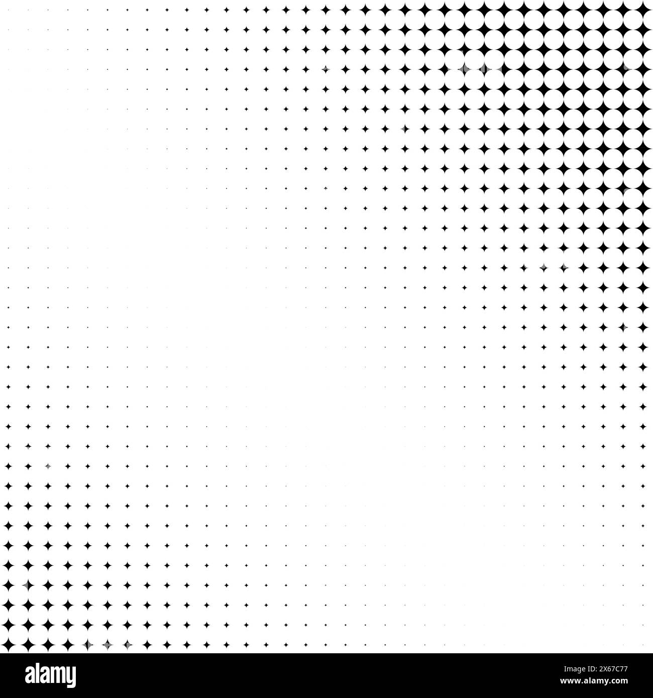 halftone stars fade pattern. black and white vector background  Stock Vector