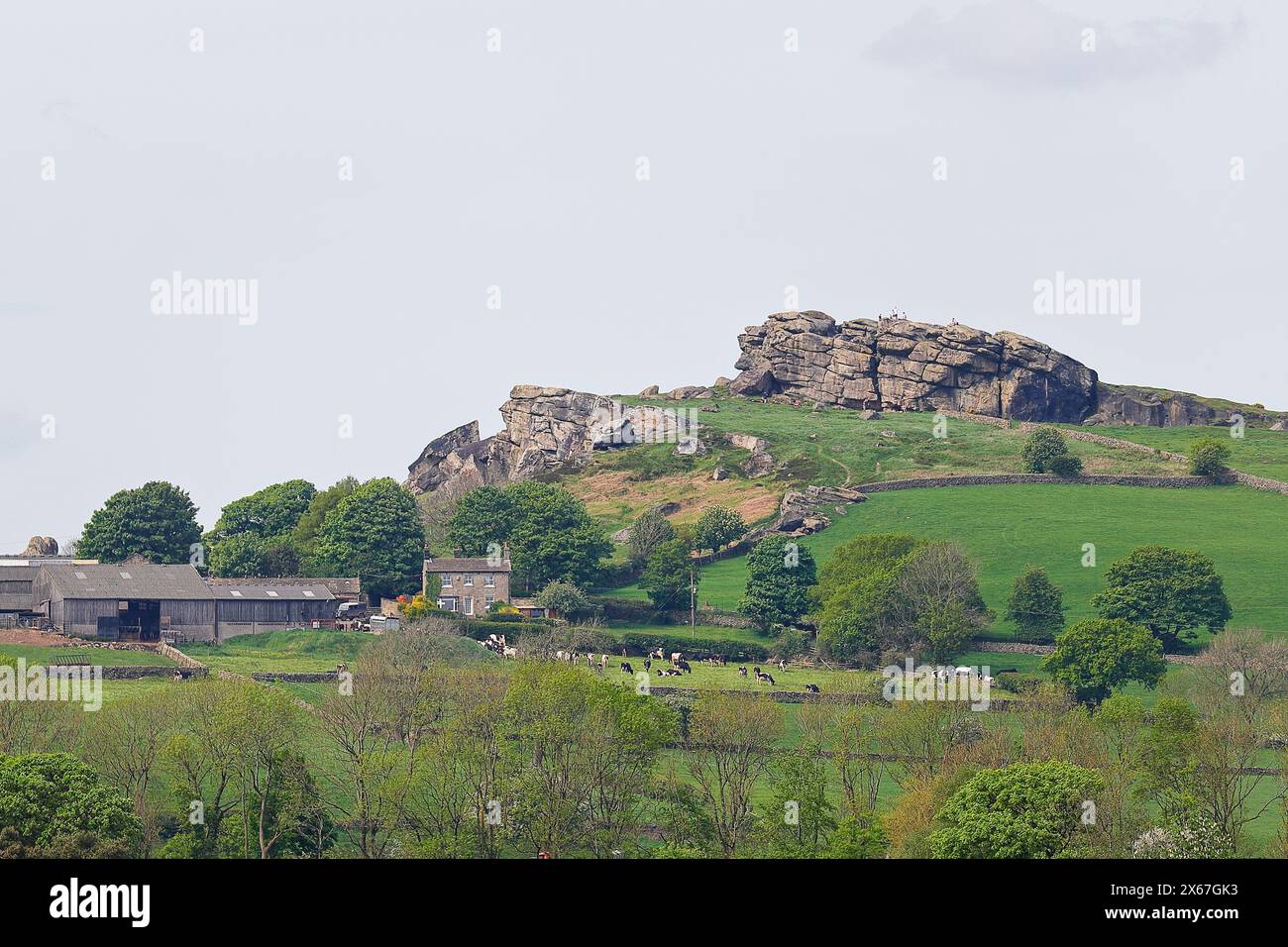 A distant view of Almscliffe Crag near Harroge in North Yorkshire,UK Stock Photo