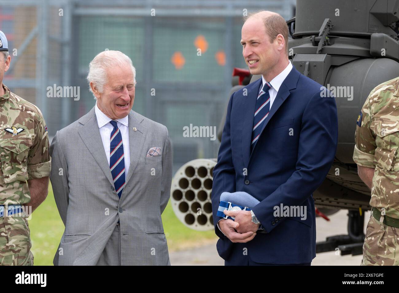 Middle Wallop, UK, 13 May, 2024. His Majesty King Charles III  officially handed over the role of Colonel-in-Chief of the Army Air Corps to His Royal Highness The Prince of Wales at the Army Aviation Centre in Middle Wallop, Hampshire. Credit: A.A. Gill/Alamy Live News Stock Photo