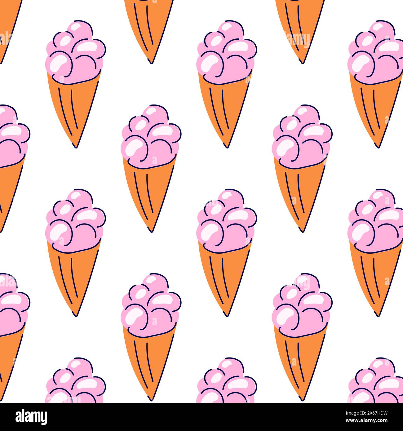 Ice cream seamless pattern in cartoon style. Flat design for grocery ...