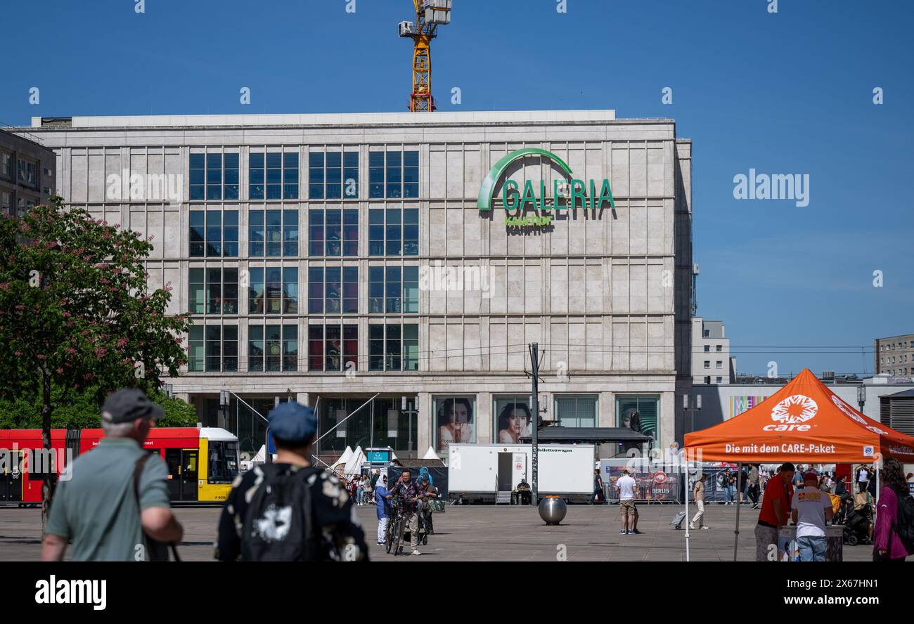 Berlin, Germany. 13th May, 2024. The exterior view of the Galeria Kaufhof store at Alexanderplatz. Credit: Monika Skolimowska/dpa/Alamy Live News Stock Photo