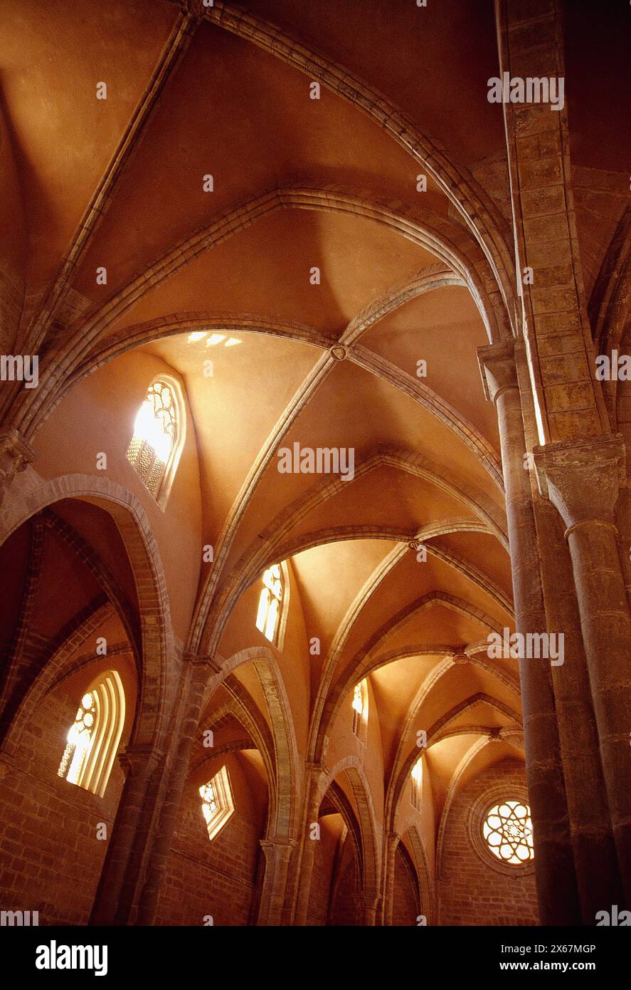 Vault. Rueda monastery, Escatron, Zaragoza province, Aragon, Spain. Stock Photo