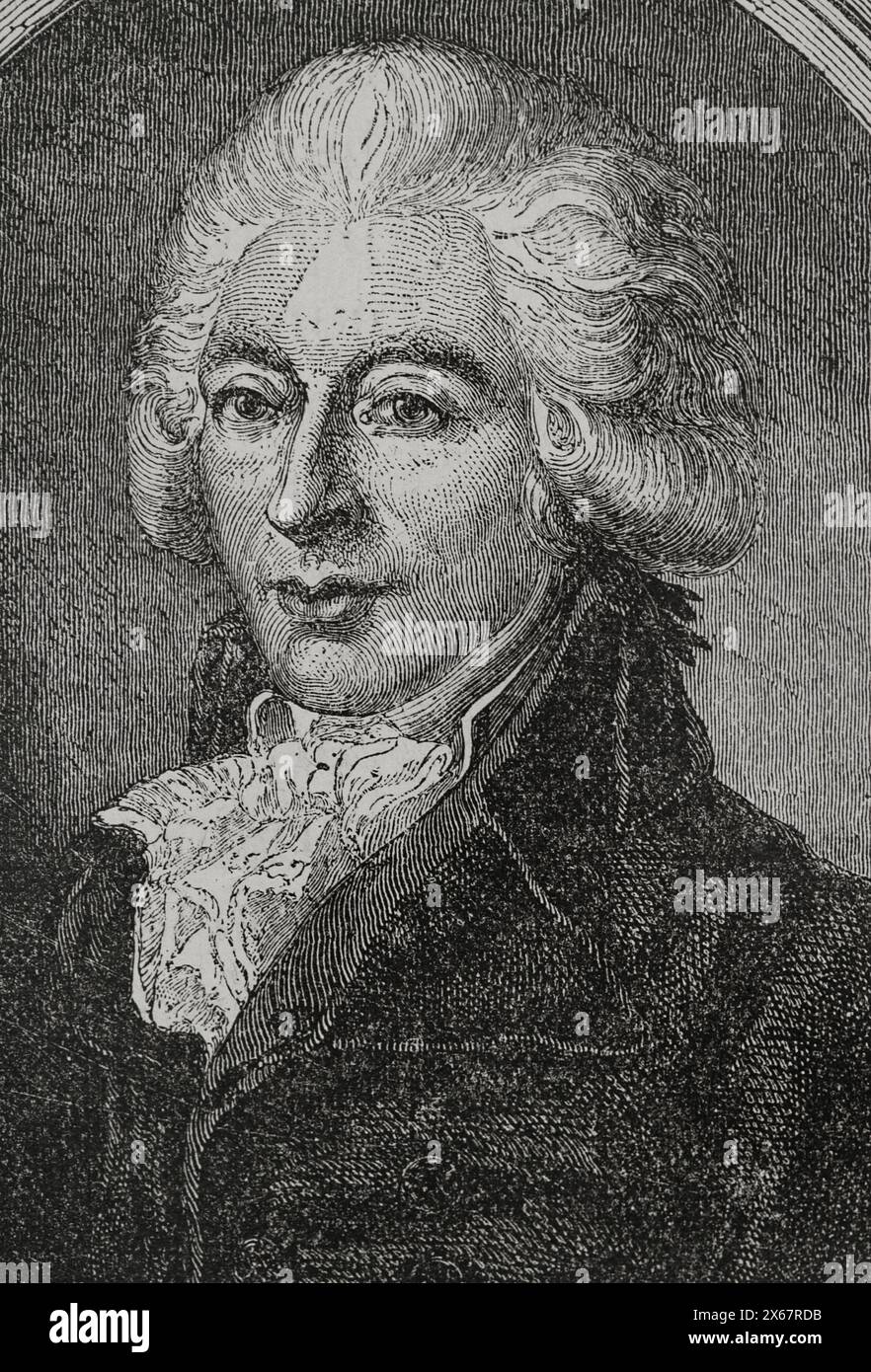 Armand Gensonné (1758-1793). French politician and deputy of the Convention. President of the National Convention (7 to 21 March 1793). Died by guillotine on 31 October 1793. Portrait. Engraving. 'History of the French Revolution'. Volume I, 1876. Stock Photo