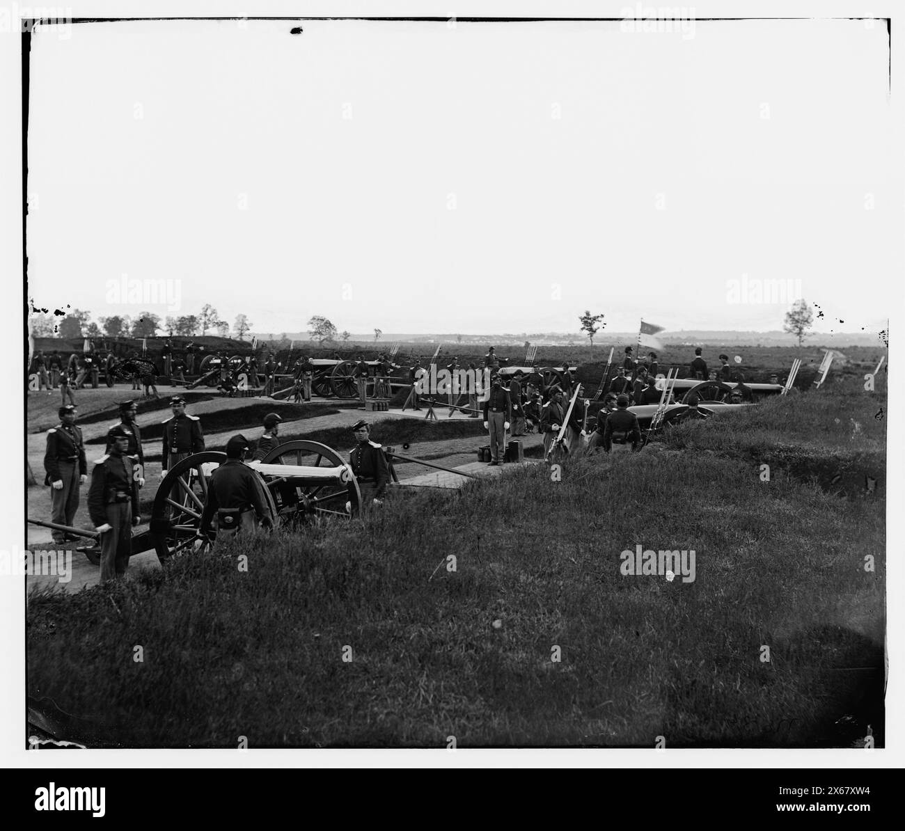 Arlington, Virginia. Batteries in Fort No. 2 Fort Whipple, Civil War Photographs 1861-1865 Stock Photo