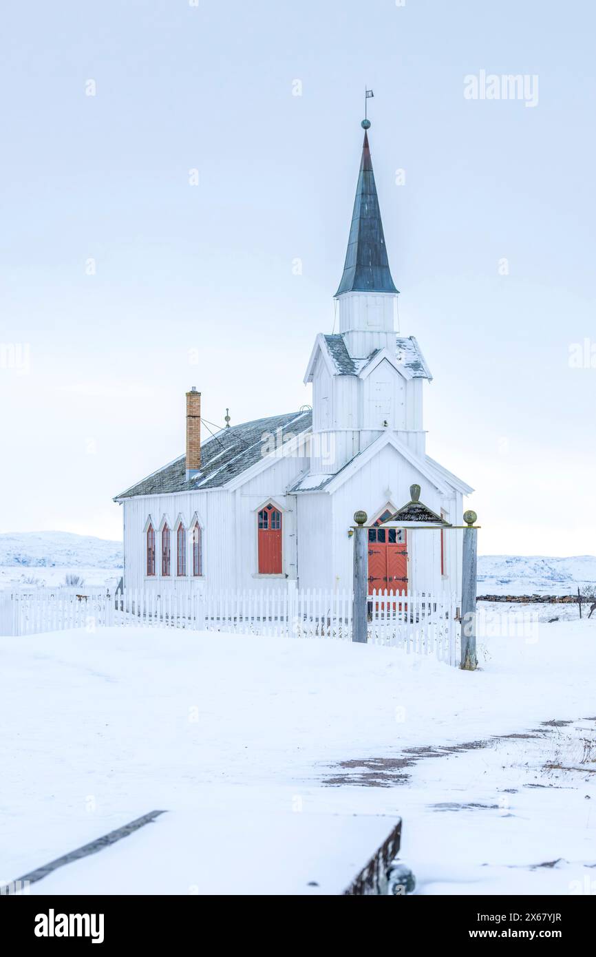 Nesseby, church, Varanger Peninsula, Finnmark, Norway, Stock Photo