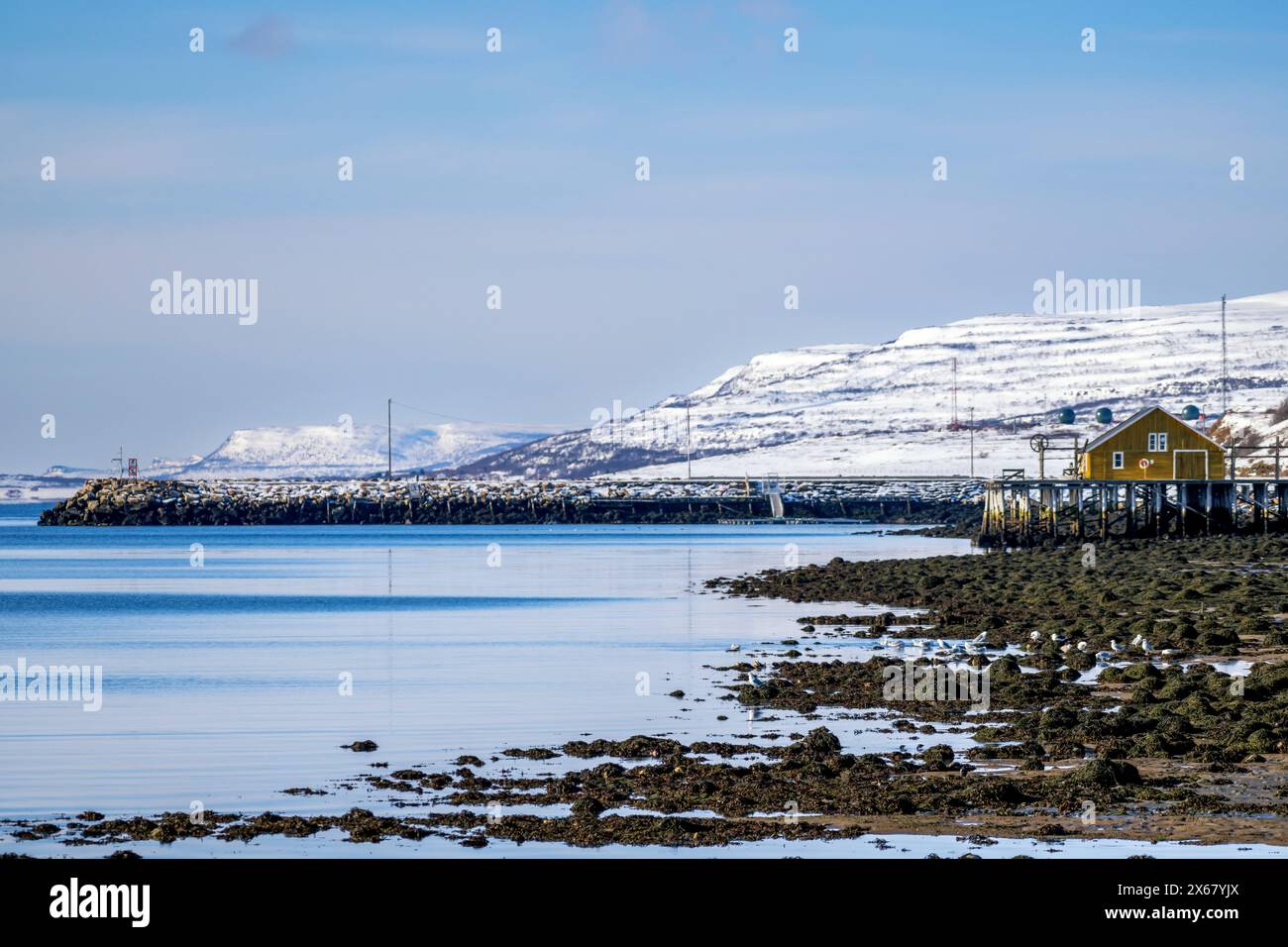 Partial view of Vadso, Varanger Peninsula, East Finnmark, Finnmark, Norway, Stock Photo
