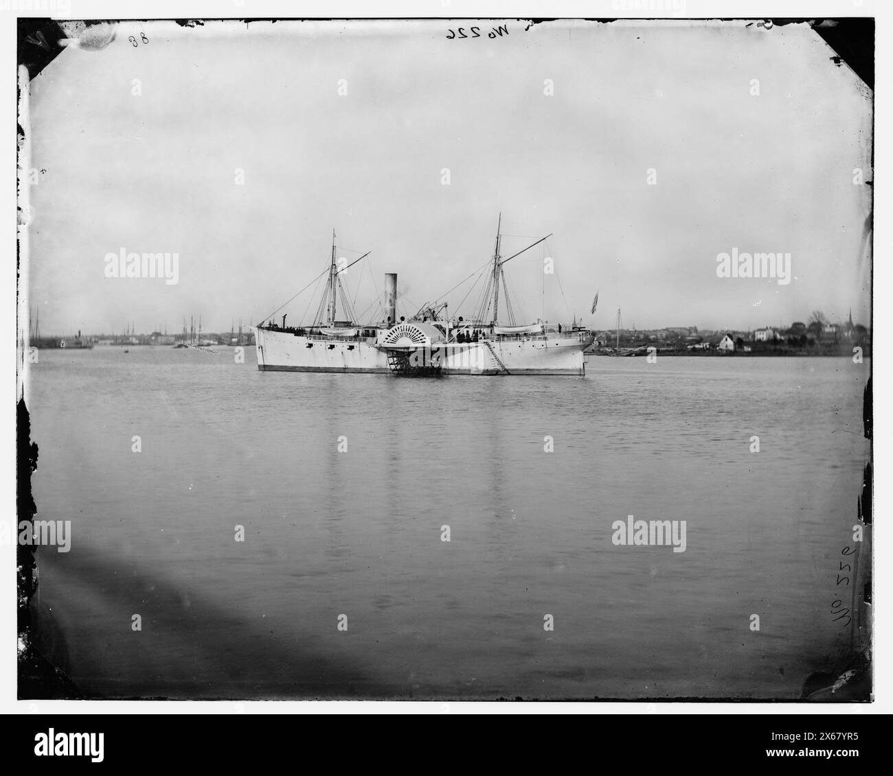 Fort Monroe, Virginia. Gunboat SANTIAGO DE CUBA off Fort Monroe, Civil War Photographs 1861-1865 Stock Photo