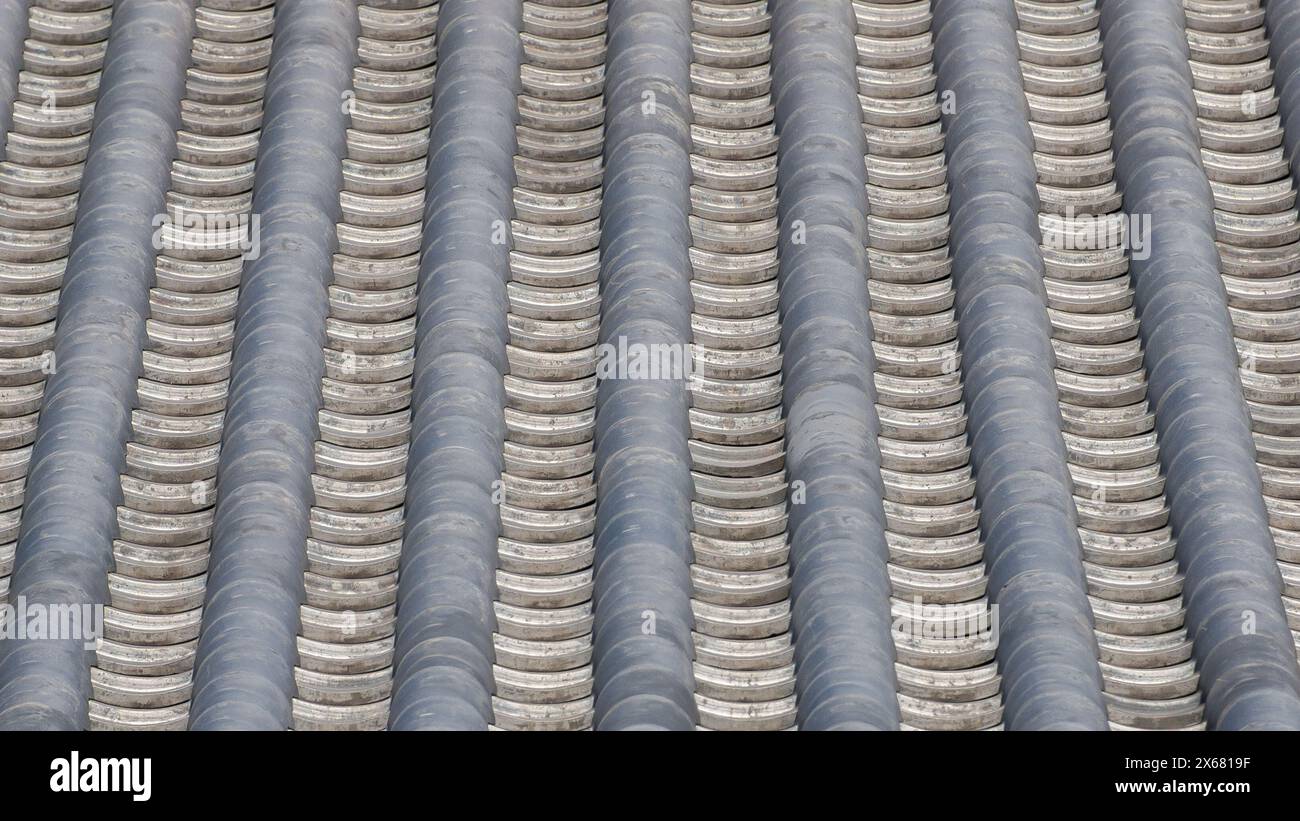 Japanese traditional grey roof tiles as background Stock Photo